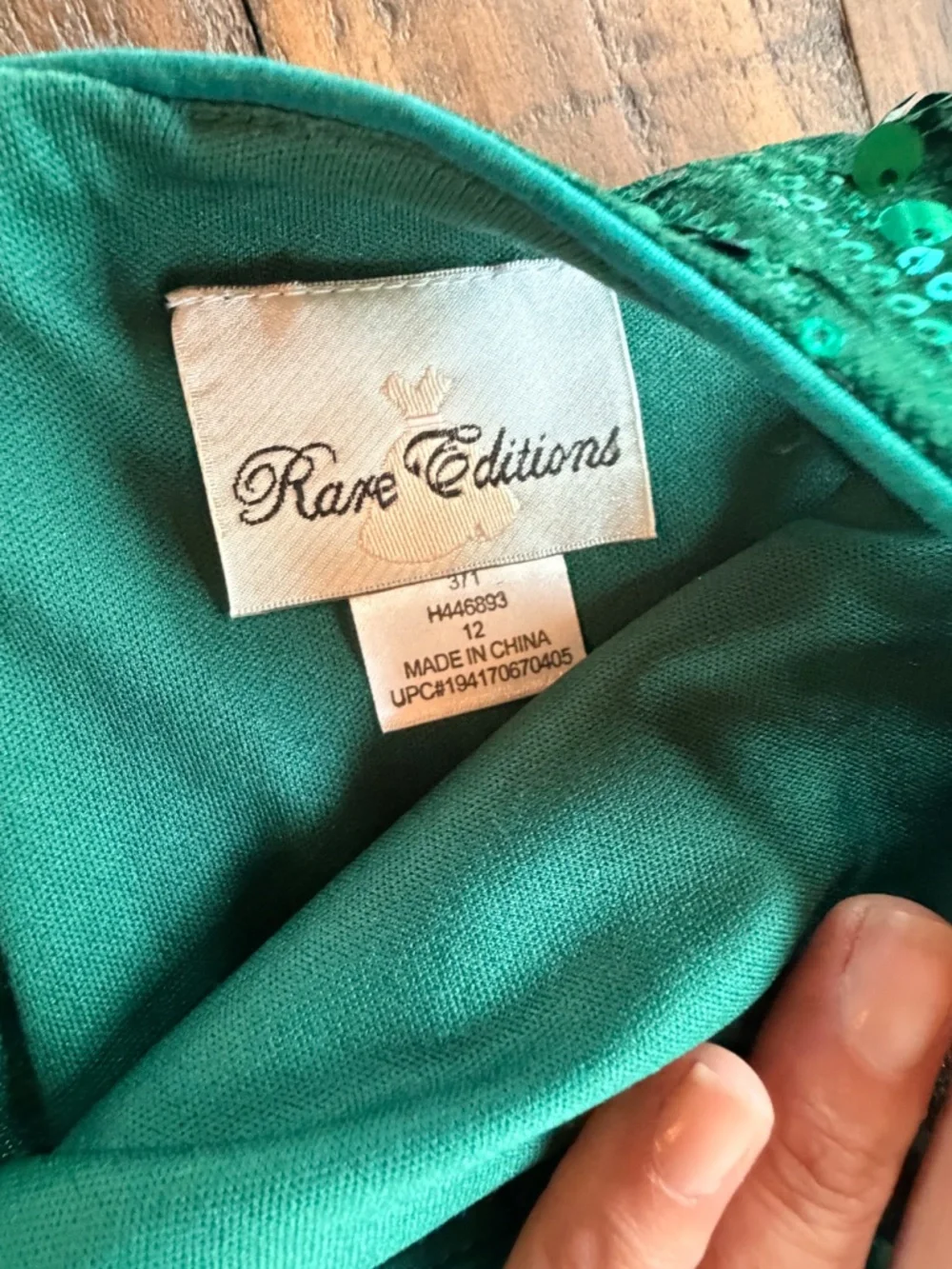 Rare Editions Emerald Green Sequin Party Dress Girls 12 Holiday Formal
